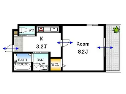 アイナ観音本町(1K/1階)の間取り写真