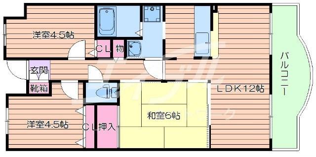 リズコート(3LDK/3階)の間取り写真