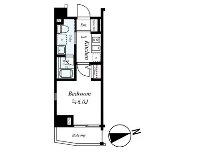 シーフォルム学習院下(1K/4階)の間取り写真