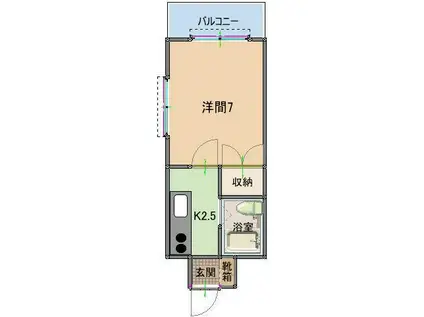 トーマス西崎1(1K/5階)の間取り写真