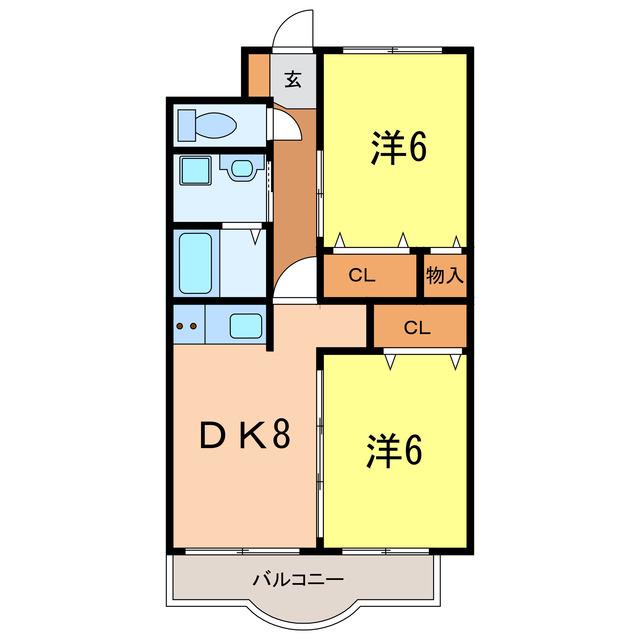 サルビア(2DK/3階)の間取り写真