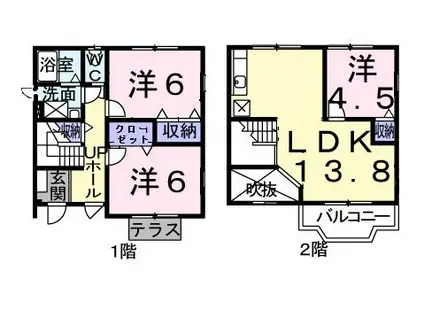 アヴニール77 B棟(3LDK/1階)の間取り写真
