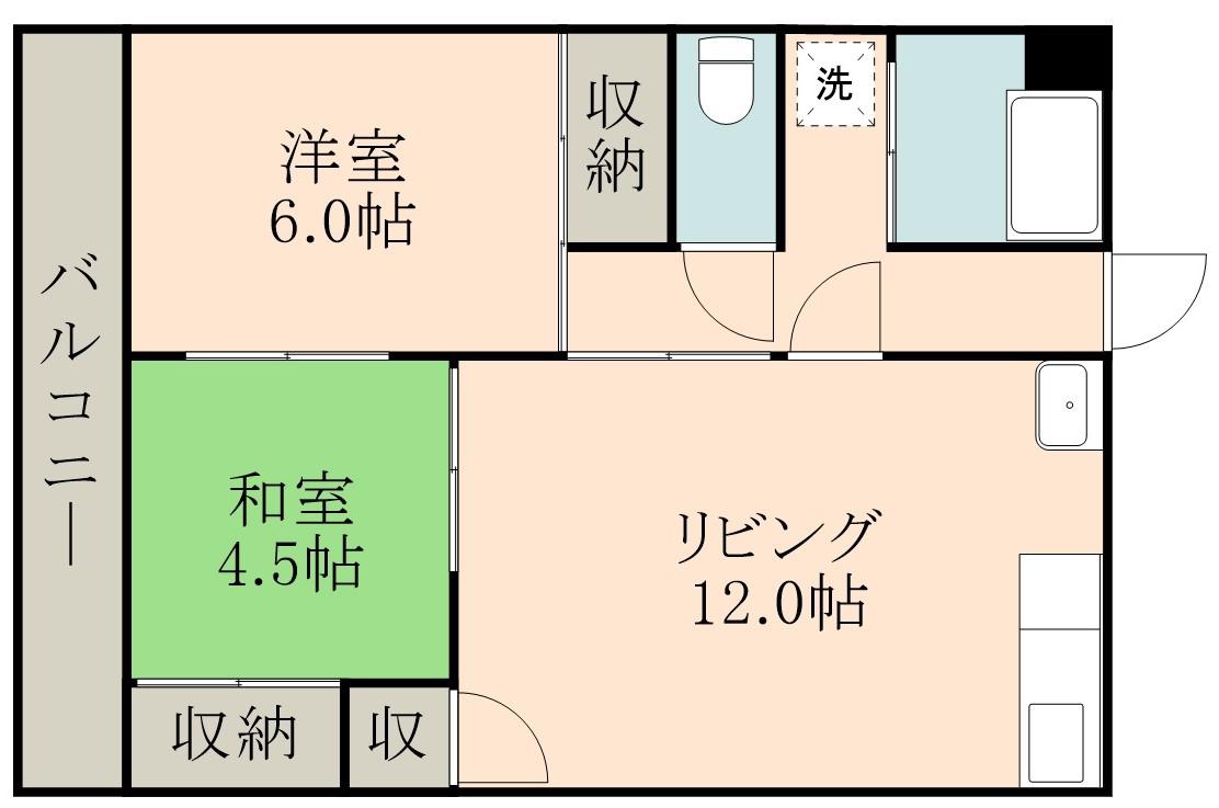 森園ハイツ(2LDK/3階)の間取り写真