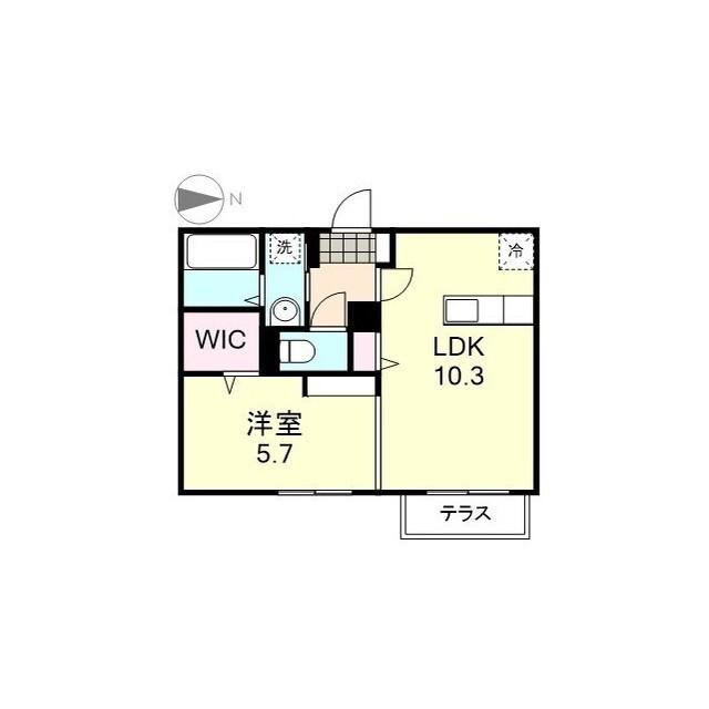 オアゾ北畝(1LDK/1階)の間取り写真