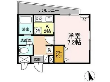 ルピナスコート柴崎(1K/2階)の間取り写真