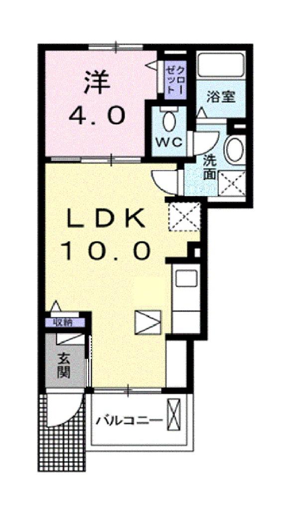 リンデン宮西(1LDK/1階)の間取り写真