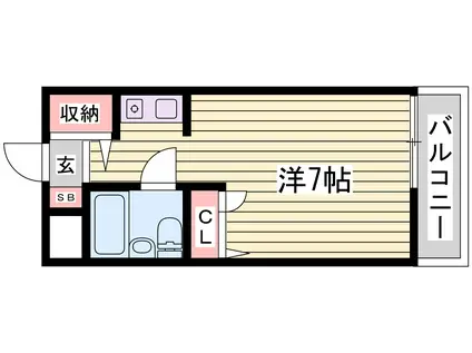 西明石ヤングパレスII(ワンルーム/4階)の間取り写真