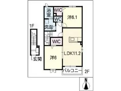 エターナル(2LDK/2階)の間取り写真