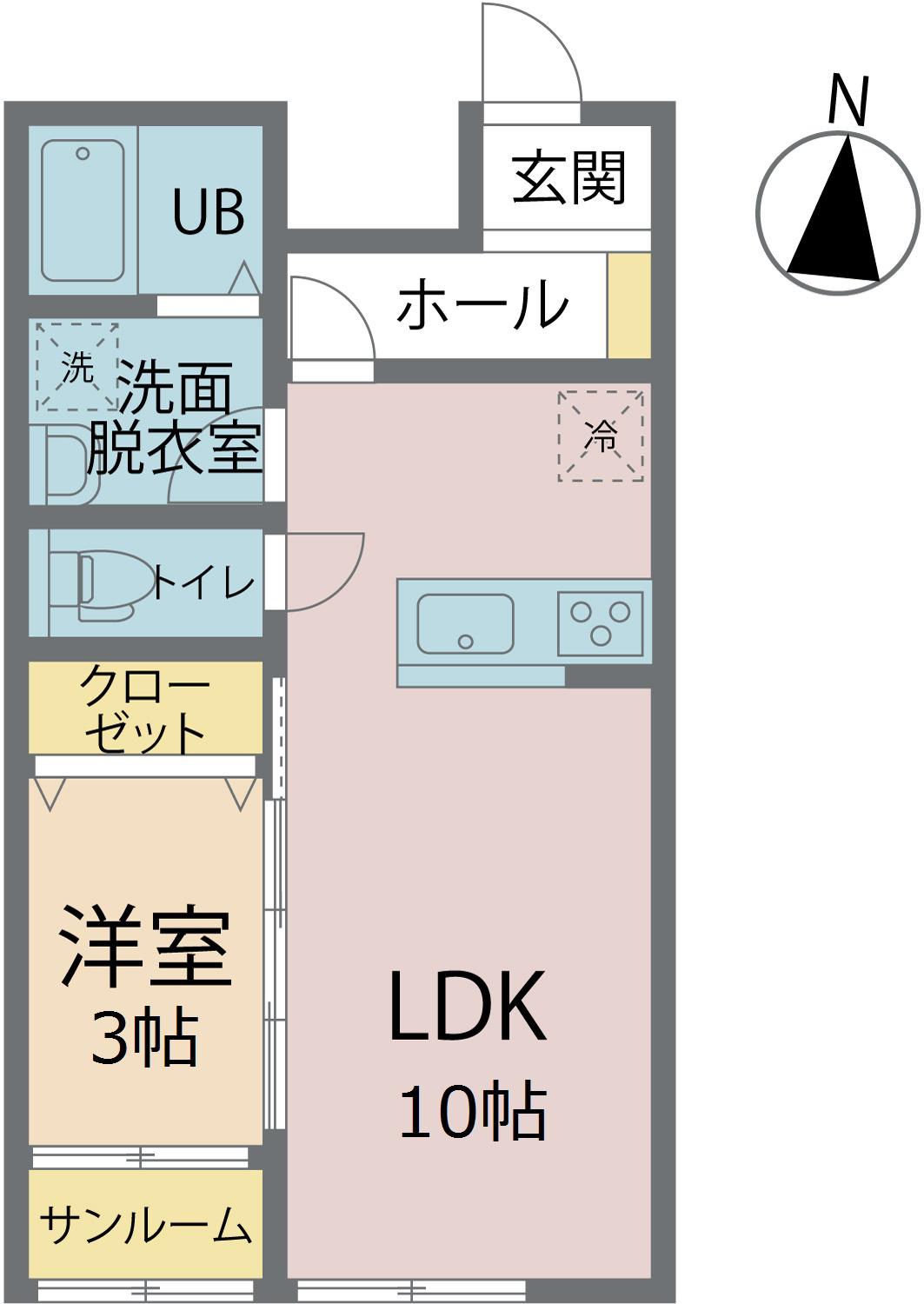 H&Mレジデンス H棟(1LDK/1階)の間取り写真