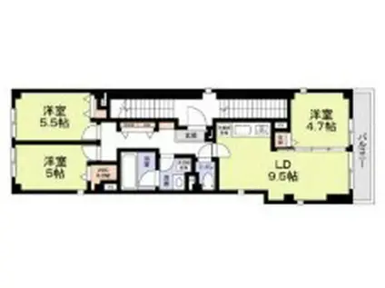 MONT NOIR大岡山(3LDK/2階)の間取り写真