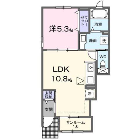 ベル リュミエール(1LDK/1階)の間取り写真