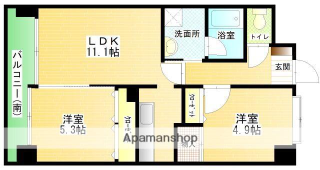 城北ビル(2LDK/8階)の間取り写真