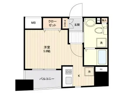 ガラ・ステーション東日本橋(ワンルーム/12階)の間取り写真