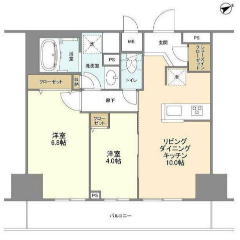 BLESS蔵前(2LDK/10階)の間取り写真