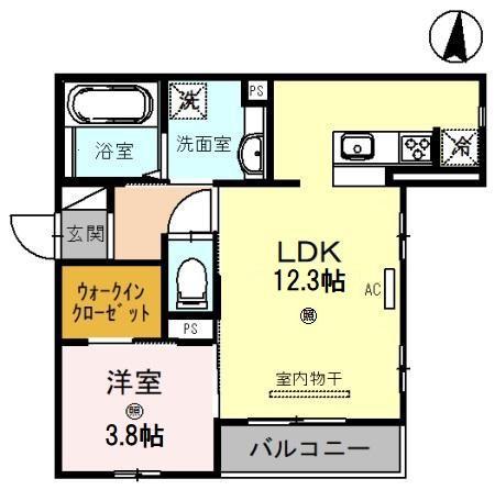 D-ROOM東公園(1LDK/2階)の間取り写真