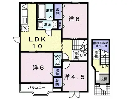 メゾンシャンポリオン C(3LDK/2階)の間取り写真