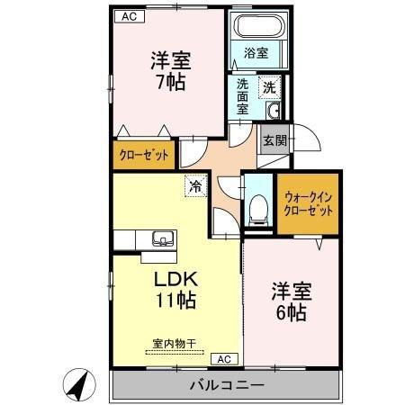 リバブル北高下A棟 A棟(2LDK/2階)の間取り写真