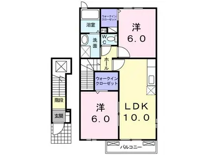 リーフグリーン ハイツIII(2LDK/2階)の間取り写真