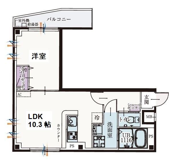 BCASA西大泉(1LDK/5階)の間取り写真