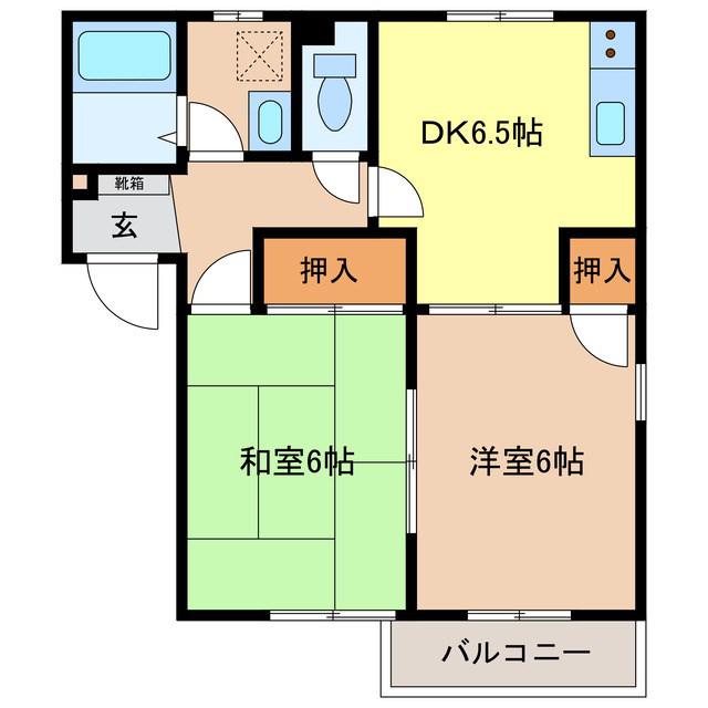 ハイツエクレール(2DK/1階)の間取り写真