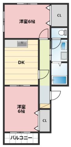 ソレジオ(2DK/1階)の間取り写真