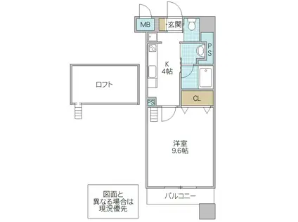 フォーライフネオ水戸(1K/13階)の間取り写真