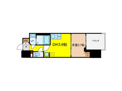 ルフォンプログレ堺筋本町タワーレジデンス(1DK/8階)の間取り写真