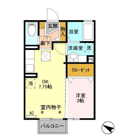 アマランス(1DK/1階)の間取り写真