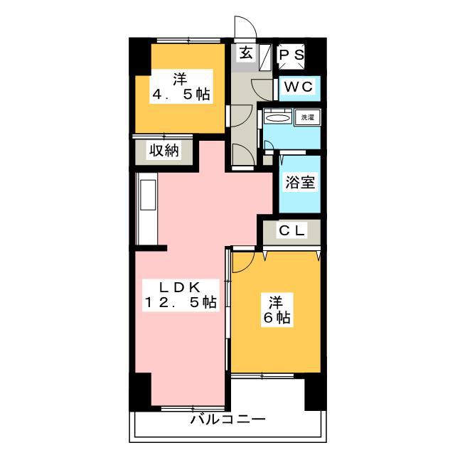 スーヴラン寺前(2LDK/5階)の間取り写真