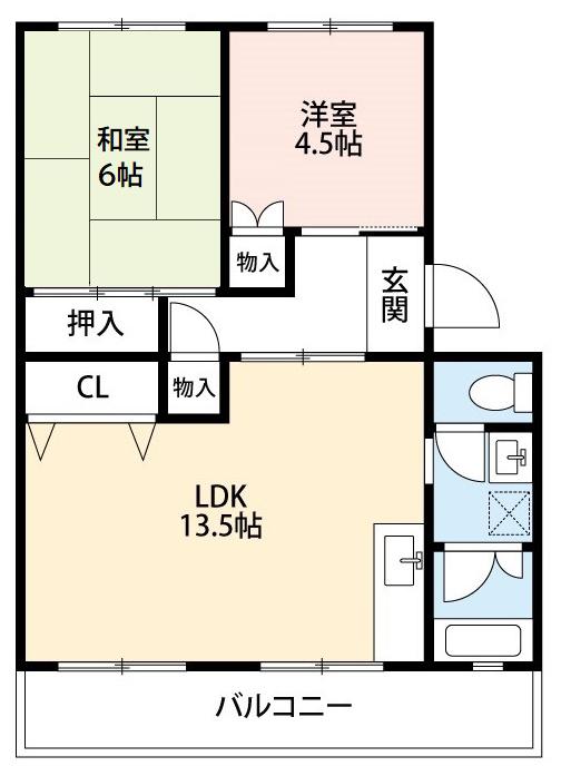 むつなメゾン(2LDK/1階)の間取り写真