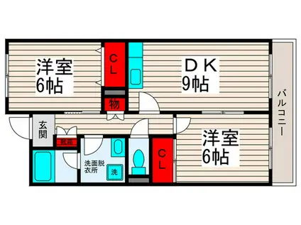 ユニバーサルマンションⅡ(2DK/2階)の間取り写真