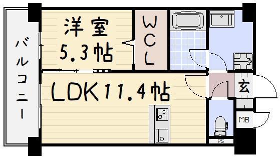 ネクステージ三萩野(1LDK/10階)の間取り写真