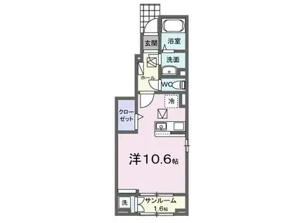 エーレ F(ワンルーム/1階)の間取り写真