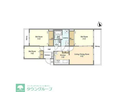 テレパレス柏てるて 南街区 1号棟(3LDK/3階)の間取り写真