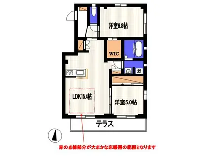 ヴェラハイツA棟(2LDK/1階)の間取り写真