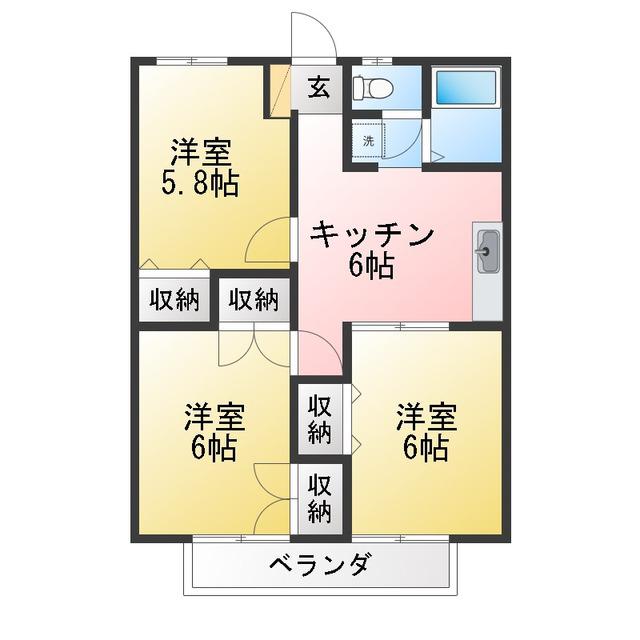 グリーンパーク(3DK/2階)の間取り写真