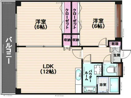 ティアラ・シェード桧原(2LDK/2階)の間取り写真