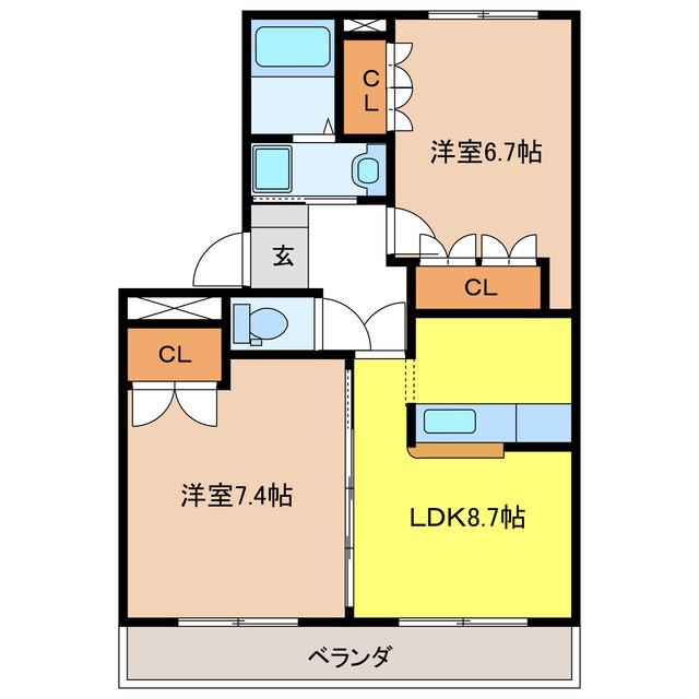パジェール花水木(2LDK/2階)の間取り写真