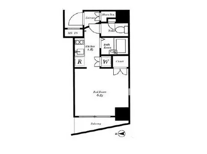 ラディアスウイング中野南(ワンルーム/2階)の間取り写真