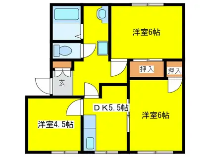 サンオークムカイ(3DK/2階)の間取り写真