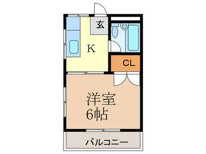 旭ハイツ江坂(1K/1階)の間取り写真