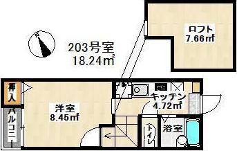 プレミール博多(1SK/2階)の間取り写真