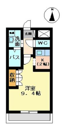 ファーブルハイツII(1K/1階)の間取り写真