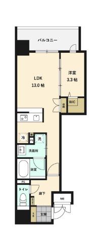 SUNREGIS NAMBA(1LDK/11階)の間取り写真