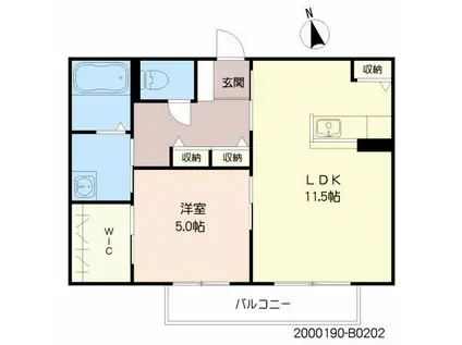 ソレイユ小浜  B棟(1LDK/2階)の間取り写真
