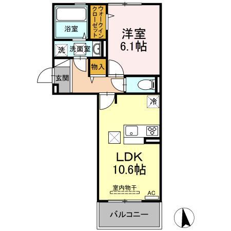 サニーコート十禅寺(1LDK/1階)の間取り写真
