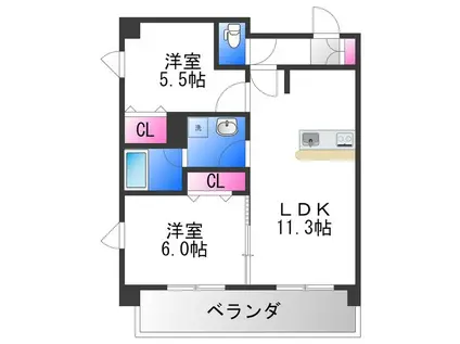 プレステージ10番館(2LDK/3階)の間取り写真