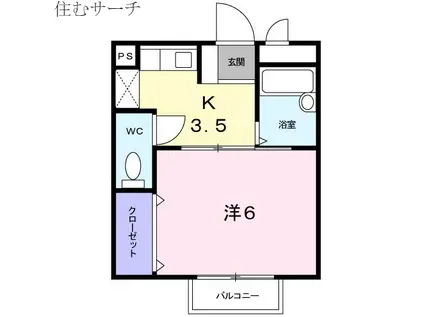 ユニ・メゾン(1K/1階)の間取り写真