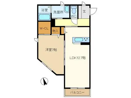 ボール・ド・ロー(1LDK/1階)の間取り写真