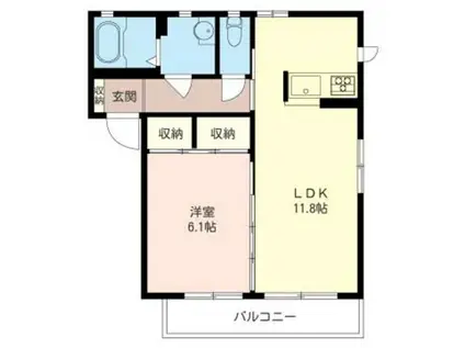 FER-BLANC(1LDK/2階)の間取り写真